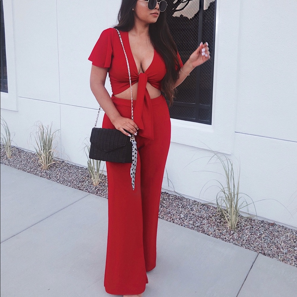 red two piece set